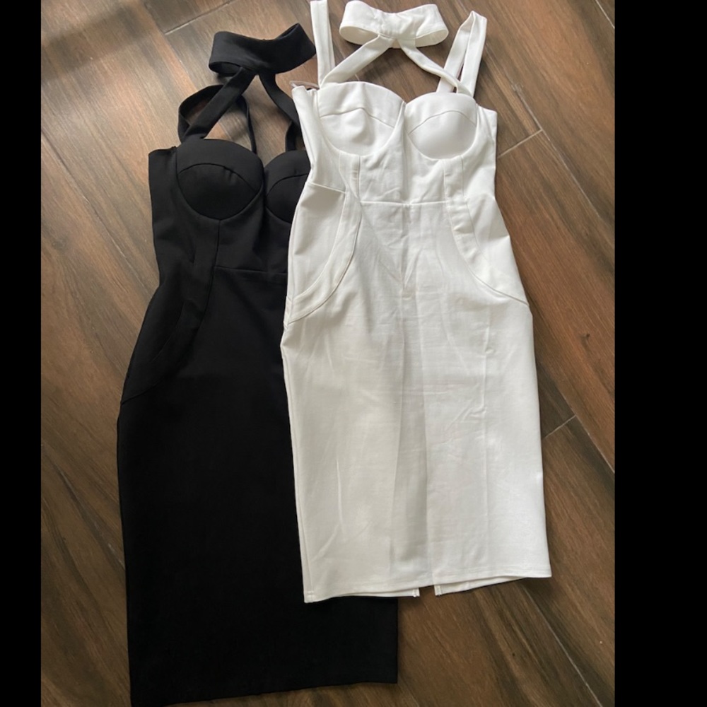 White fitted bandage dress